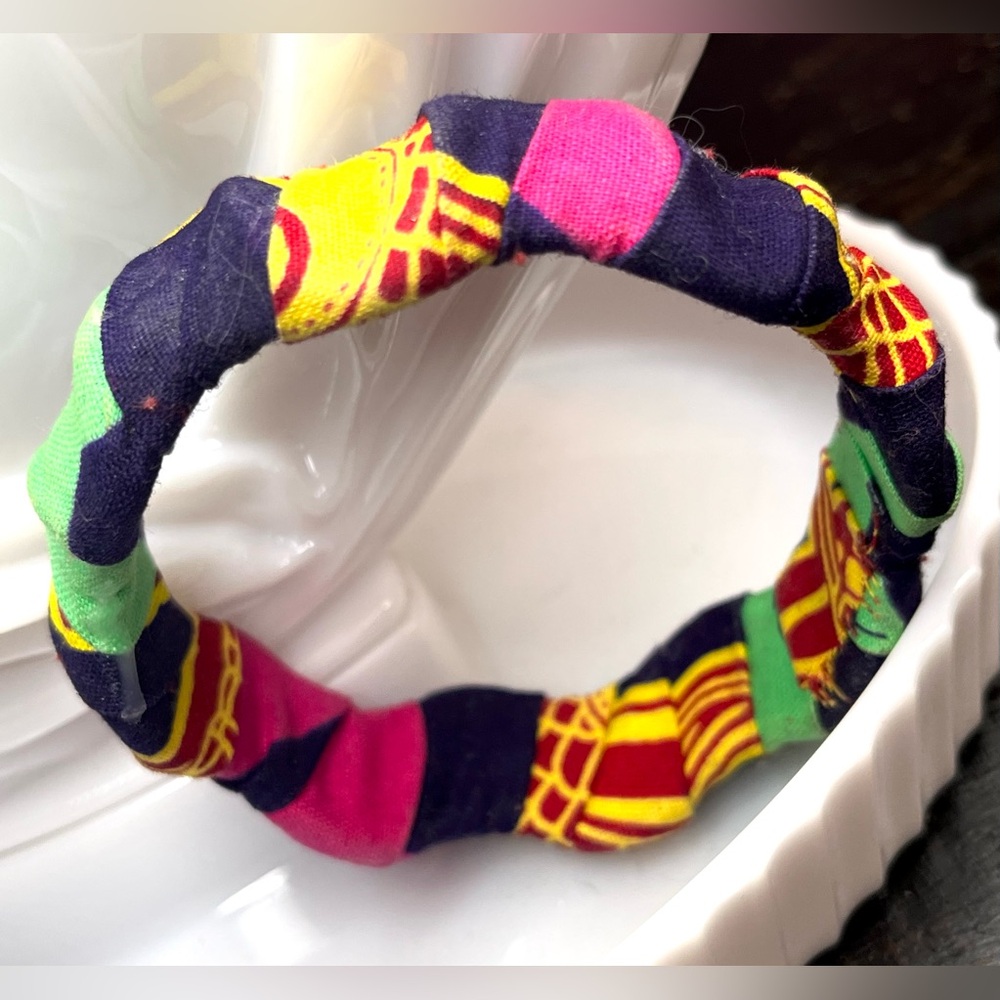 Colorful Fabric-Wrapped Vintage Bangle
